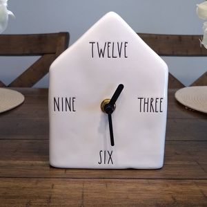 Rae Dunn Ceramic Birdhouse Desk Shelf Clock 2019 Limited Edition